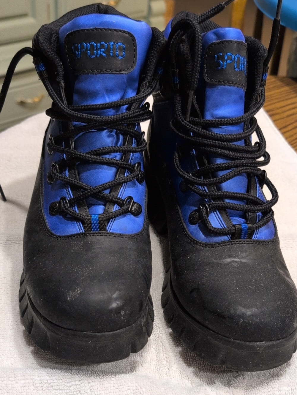 Sporto Black and Blue Women's Lace-Up Boots